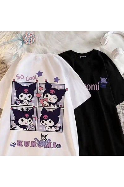 Köstebek Λευκό Anime Harajuku Kuromi - T-Shirt με φωτογραφίες καρτ ποστάλ (Unisex).