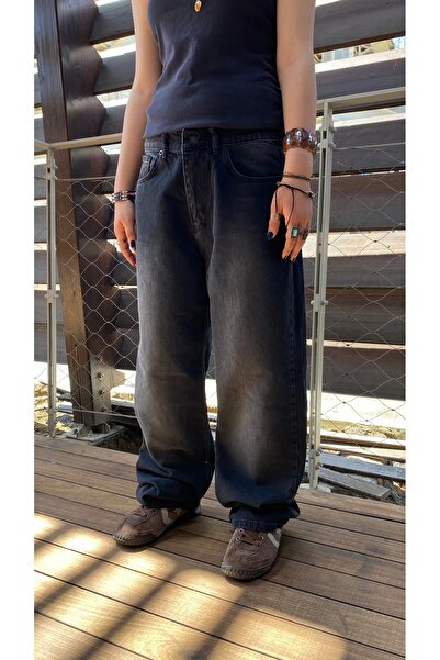 1blood Antrasit Yıkamalı Retro Baggy Jean