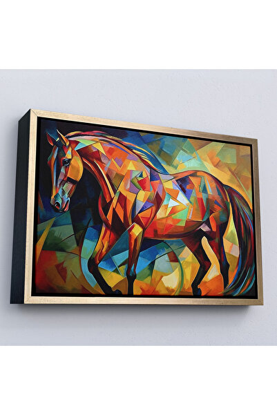 Home Tablou de culoare cubism cal cu ​​cadru din lemn-7245