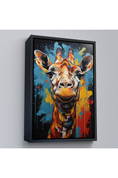 Oxyteez Tablou drăguț cu girafă cu cadru din lemn-7722