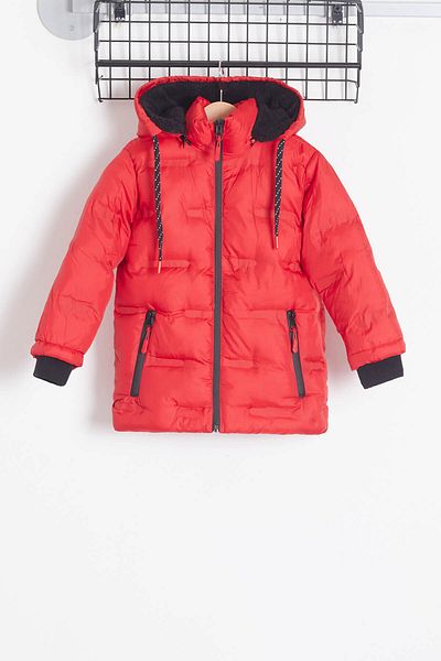 Cansın Mini Boy's Coat Plain Printed Hooded Puffer Coat 14540