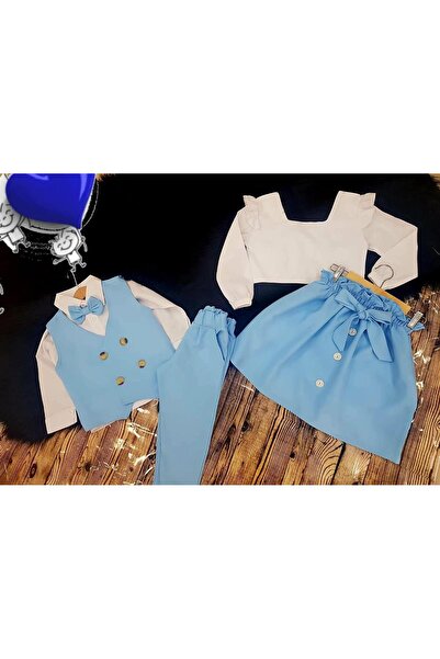 KOKOŞ BEBEK Blue Kokoş Button Detailed Suit |   Between 2/6 Years