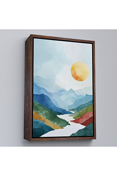 Oxyteez Peisaj solar între munții cu cadru din lemn Tablo-7591