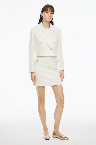 Perspective Adelios Ecru Mini Size Regular Fit Skirt