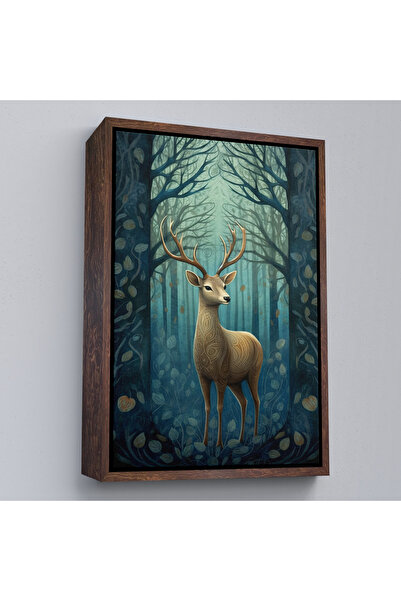 Oxyteez Pictură de cerb acuarelă cu cadru din lemn-7524