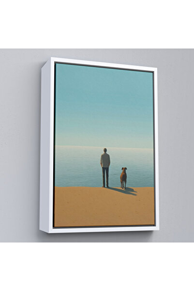 Home Tablou de oameni care reflectă pe plajă cu cadru din lemn-7509