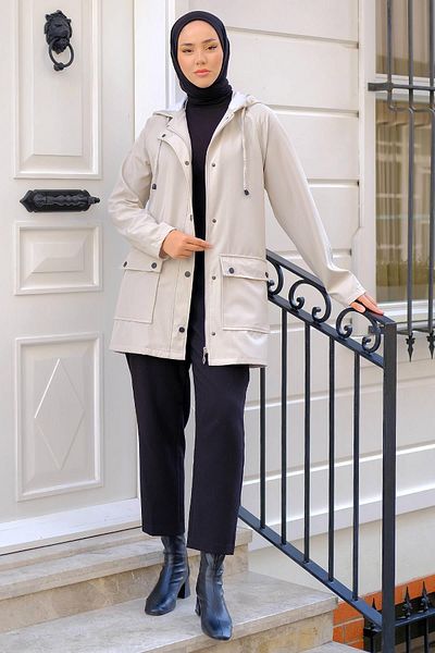 hafsamina Τσάντα Pocket Trench Coat Stone Χρώμα HM2275