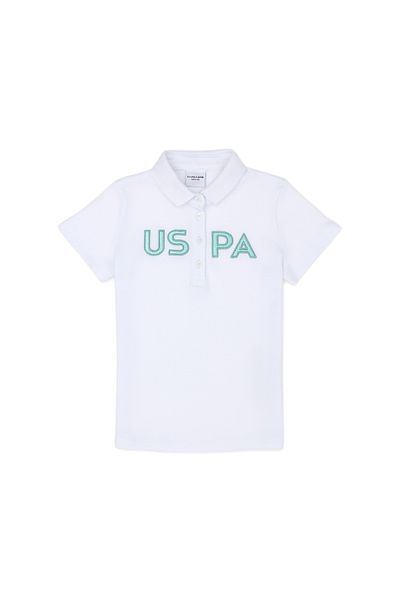 U.S. Polo Assn. Λευκό μπλουζάκι για κορίτσια με γιακά πόλο 50263649-VR013