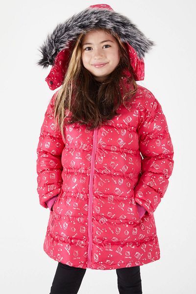 Cansın Mini Palton puf cu imprimeu pentru fete, fucsia 15498