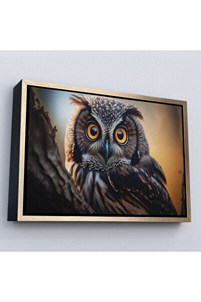 Oxyteez Tablou drăguț bufniță cu cadru din lemn-7223