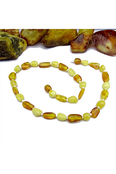 Tesbih Ruyasi Natural Drop and Amber Detailed Children's Necklace