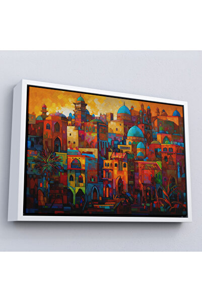 Oxyteez Tablo-7263 a orașului cu dom albastru pe un cadru din lemn