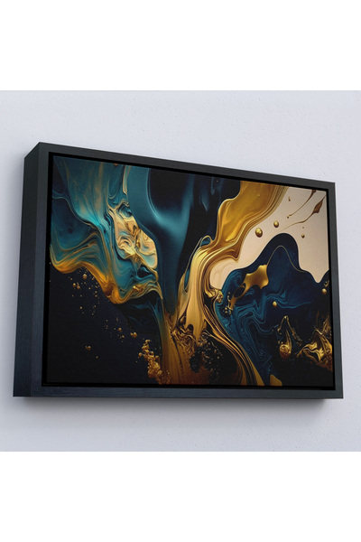 Oxyteez Rama din lemn de vopsea aurie si albastra Flux Table-7234