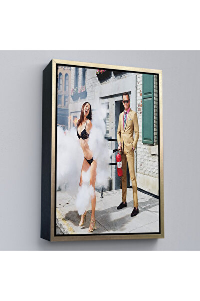 Limitless Man Dealing with a Tube with a Wooden Frame Woman Painting-7755