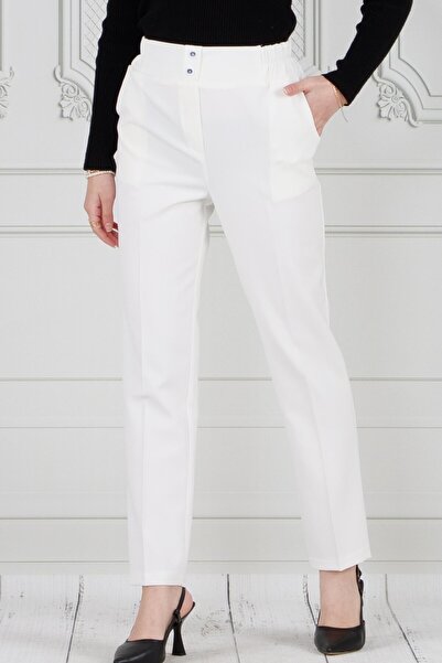 Sevitli White Skinny Trousers with Pockets