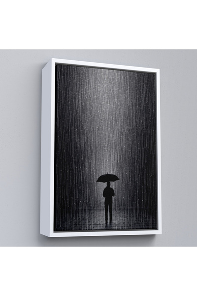 Home Omul în ploaie la miezul nopții în mijlocul eternității cu cadru din lemn Tablo-7548