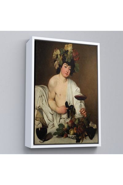Oxyteez Caravaggio cu ramă din lemn - Tabloul Bacchus-8074