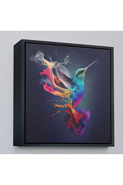 Oxyteez Pictură colorată cu colibri cu rame din lemn-8329