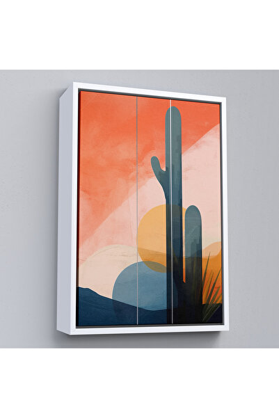 Home Wooden Framed Cactus Patterned Soft Table-7656