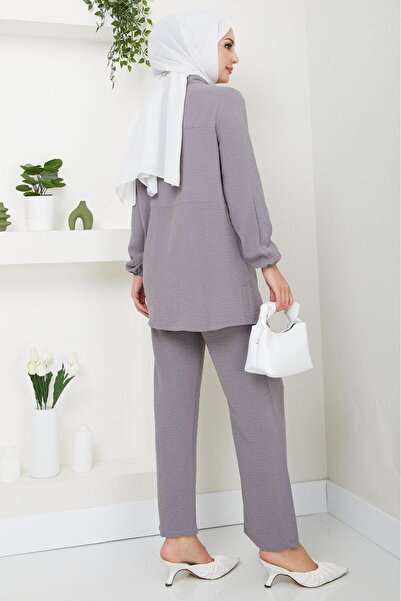 hafsamina Γκρι Aerobin Διπλό Σετ - Πουκάμισο δαπέδου HM2470