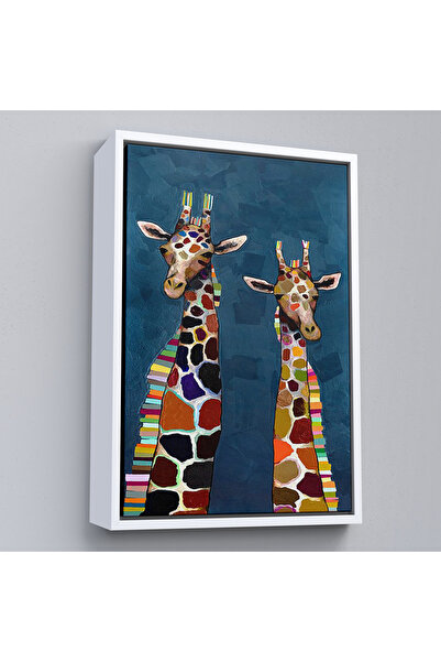 Oxyteez Tablou cu girafe drăguțe cu cadru din lemn-7940