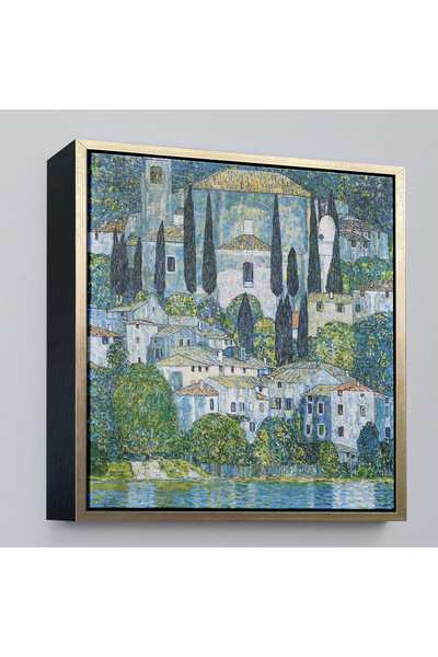 N NOXXO Wood-Framed Gustav Klimt - Church with Selvili Landscape Painting in Cassone - 8345