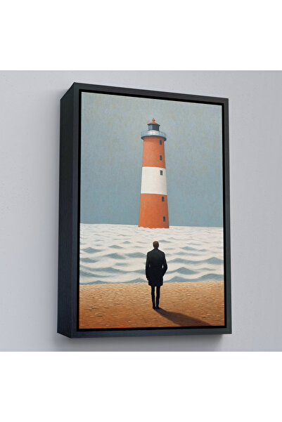 Oxyteez Tablou de oameni care reflectă pe plajă cu cadru din lemn-7507