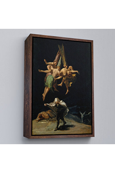 TAKI DERYASI Ahşap Çerçeveli Francisco Goya - Witches Flight Cadıların Uçusu Tablosu-7794