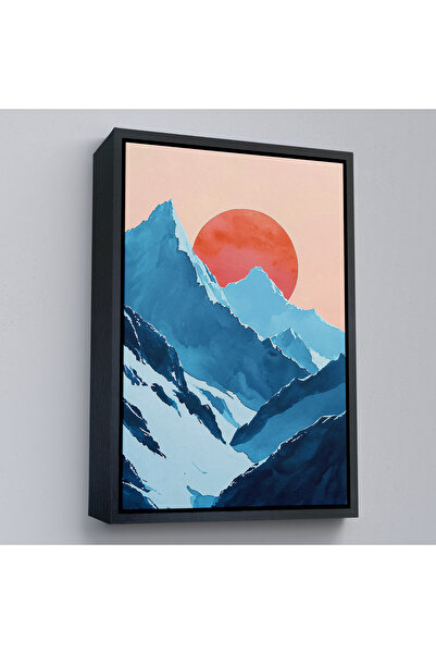 Oxyteez Αφηρημένο ηλιακό τοπίο μεταξύ των βουνών με ξύλινο πλαίσιο-7620