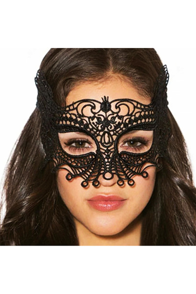 samur parti parti aksesuar & kostüm Siyah Renk Dantel Kesim Dantel İşlemeli Balo Parti Maskesi 4 No