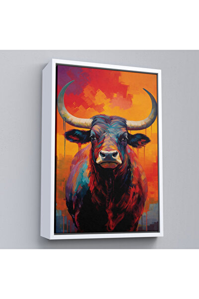 Oxyteez Tablou drăguț de taur cu cadru din lemn-7943