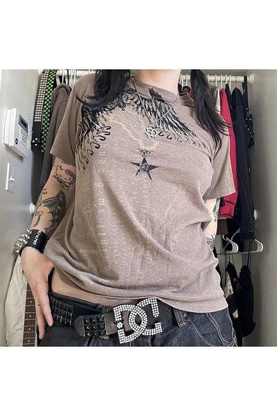 Köstebek Ρετρό ανοιχτό καφέ Redemption Cross Unisex Cyber Grunge T-shirt