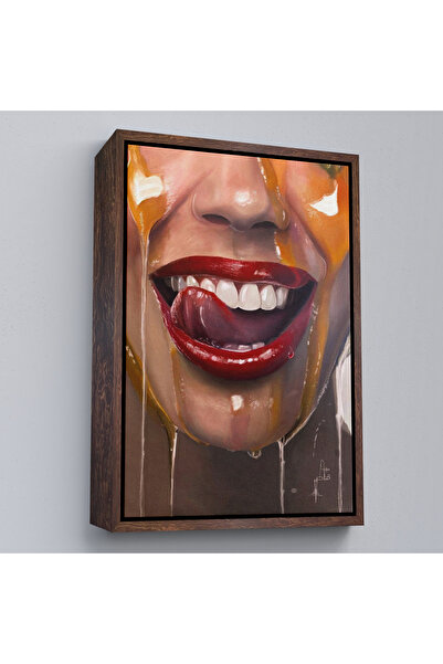 Limitless Wooden Framed Red Lipstick Woman Painting-7821