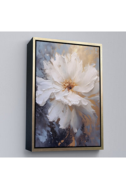 Oxyteez Tablou cu flori albe cu rama din lemn-7597