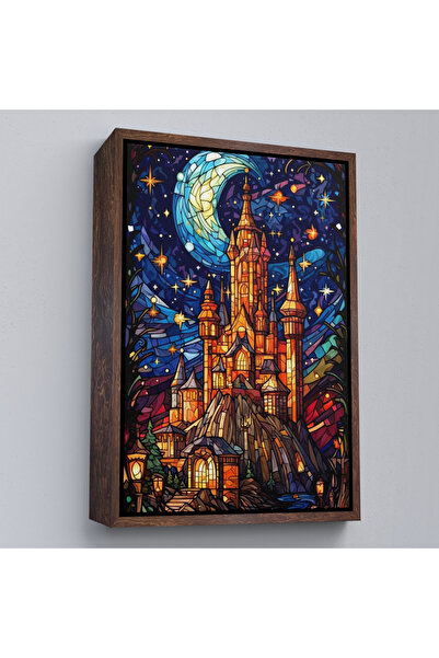 Oxyteez Ramă din lemn Modern Fairy Tale Broderie Vitraliu Castel Tablo-7983