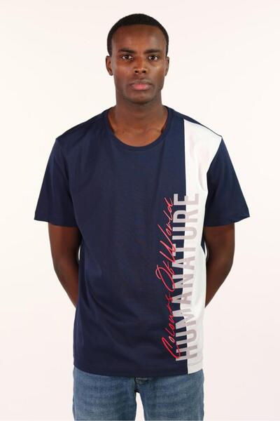 Arma Чоловіча темно-синя футболка з коміром-стійкою Y22344400301