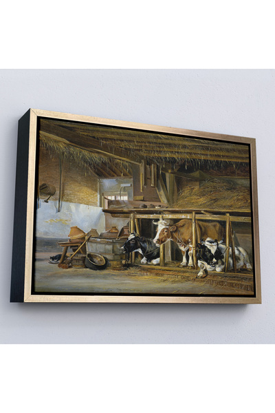 Oxyteez Jan Van Ravenswaay με ξύλινο πλαίσιο - Ολλανδικές αγελάδες στο αχυρών...