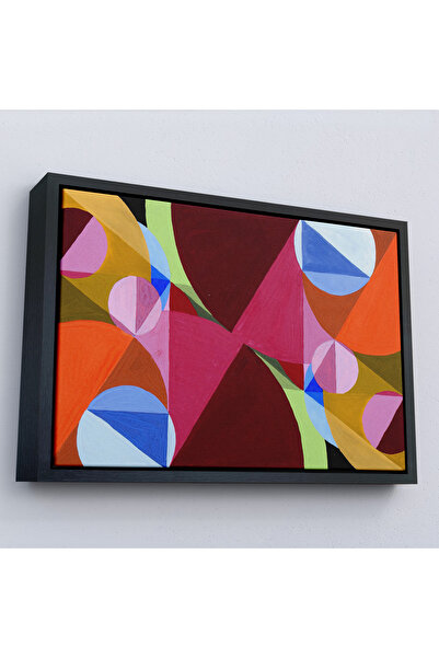 Oxyteez Pictură abstractă tăiată cu unghiuri drepte cu cadru din lemn-7052