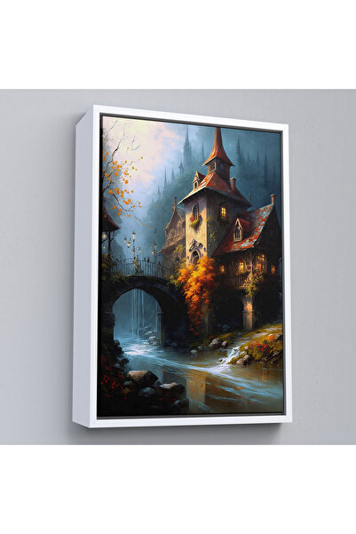 Oxyteez Pictură Castelul pe râul KeTTÇ.KNV cu cadru din lemn-7995