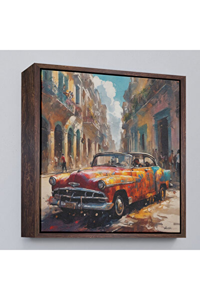 Oxyteez Pictură clasică de mașină veche cu cadru din lemn-8331