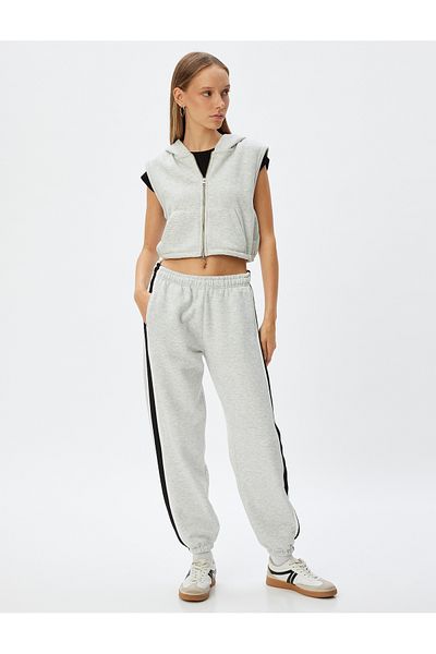 Koton Oversize Jogger Sweatpants - Lace Up Waist and Pockets Raster