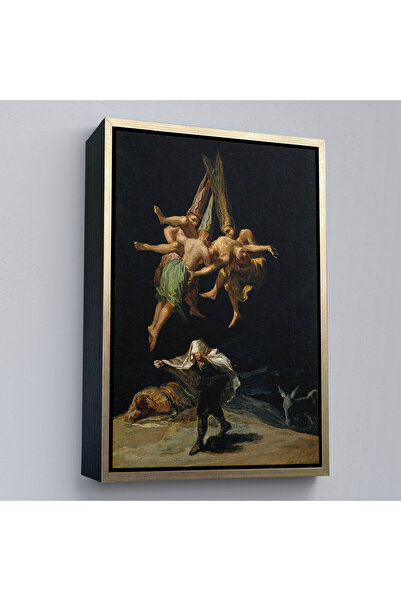 TAKI DERYASI Ahşap Çerçeveli Francisco Goya - Witches Flight Cadıların Uçusu Tablosu-7794