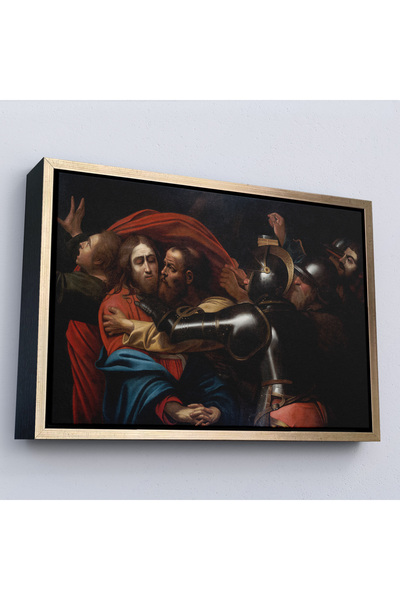 Home Caravaggio cu rame din lemn - Pictură Însoțitorul Însoțitorului - Înțărirea lui Isus-7146