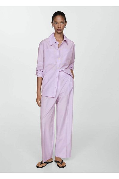 MANGO Woman Pantaloni largi cu dungi