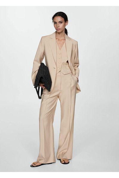 MANGO Woman Υφασμάτινο μπλέιζερ με ρίγες