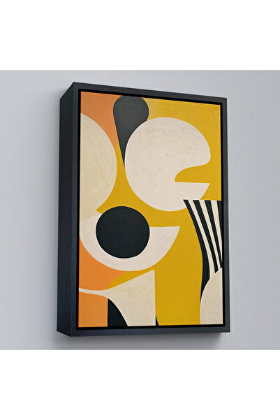 Oxyteez Tablou abstract cu cadru din lemn galben negru-7627