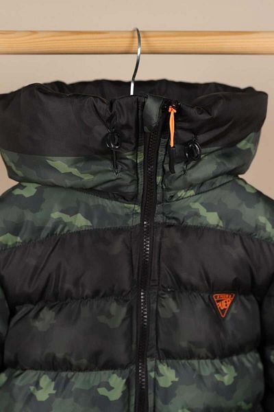 NANİCA 05-16 Years Boy Green Color Hooded Camouflage Coat