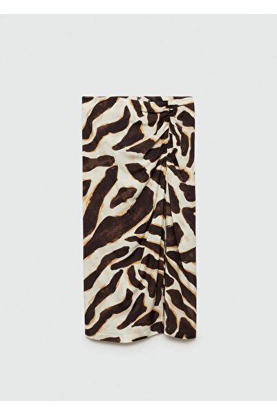 MANGO Woman Hayvan desenli drape etek