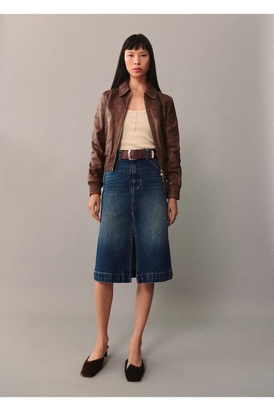 MANGO Woman Fusta midi din denim