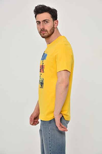 Arma Ανδρικό μπλουζάκι με κίτρινη λαιμόκοψη Y 22344402601